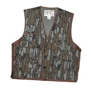 Duck Bay Men's Green/Brown Camouflage Button Hunting Vest L Polyester
